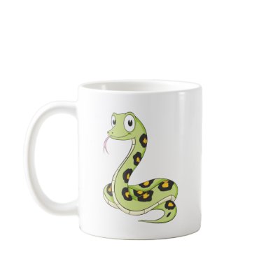 Cute Green Anaconda Snake Cartoon Coffee Mug by graphicdesigner