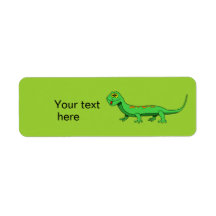 Cute Green Cartoon Lizard Kids Reptile Return Address Label