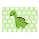 Cute Green Dinosaur Greeting Cards