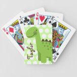 Cute Green Dinosaur Playing Cards