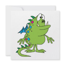 cute green dragon monster creature personalized invitations