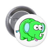 Cute Green Elephant Button