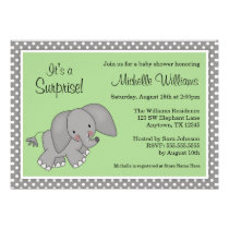 Cute Green Elephant Gender Neutral Baby Shower invitations