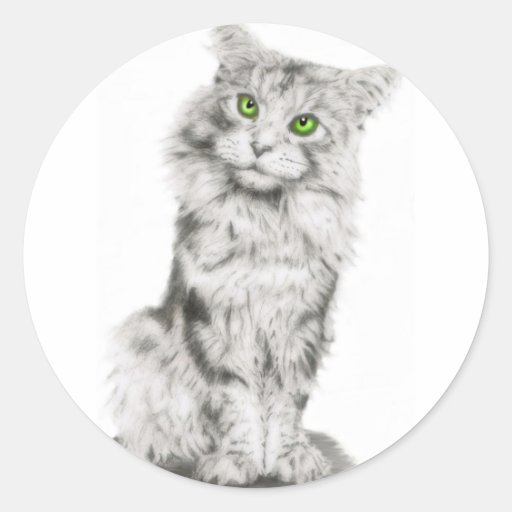 Cute Green Eyed Cat Stickers