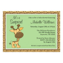 Cute Green Giraffe Gender Neutral Baby Shower invitations