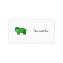 Cute green hippo address label
