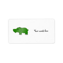 Cute green hippo labels