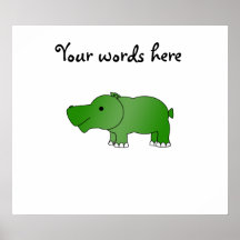 Cute green hippo print