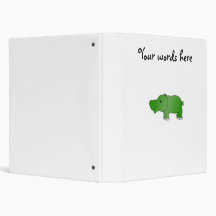 Cute green hippo vinyl binder