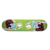 Cute green mistletoe love birds christmas skate decks