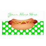 Cute Green Polka Dots & Tasty Hotdog Snack Design Business Card