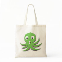 Cute Green Sea Monster Canvas Bags