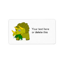 Cute Green Triceratops Cartoon Dinosaur Personalized Address Label