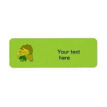 Cute Green Triceratops Cartoon Dinosaur Labels