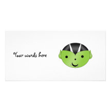 Cute green vampire custom photo card