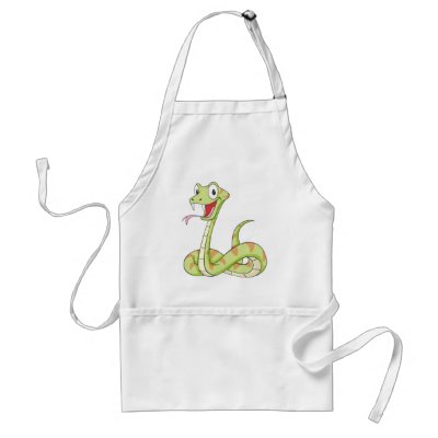 Cute Green Viper Snake Cartoon Shirt Aprons by graphicdesigner