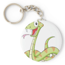 Cute Green Viper Snake Cartoon Shirt Key Chain