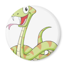 Cute Green Viper Snake Cartoon Shirt Refrigerator Magnet