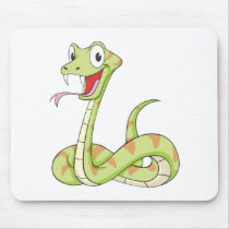 Cute Green Viper Snake Cartoon Shirt Mousepads