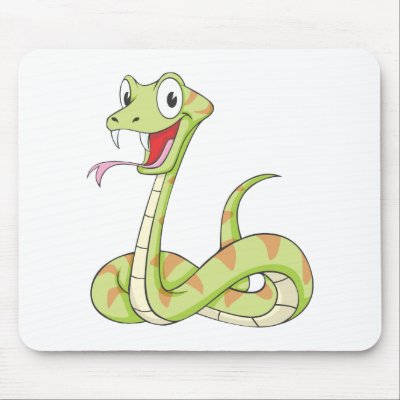 Cute Green Viper Snake Cartoon Shirt Mousepads by graphicdesigner