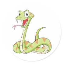 Cute Green Viper Snake Cartoon Shirt Round Sticker