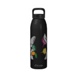cute grey bunny with carrot reusable water bottles