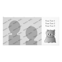 Cute Grey Fluffy Cat. Personalized Photo Card