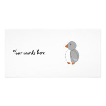 Cute grey penguin photo cards