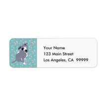 Cute Grey Pitbull Puppy on Squares Pattern Labels