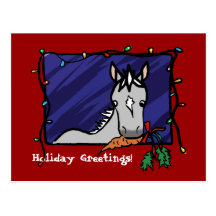 Cute Grey Pony Christmas Post Cards