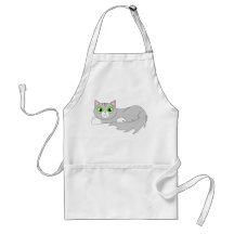 Cute Grey Ragdoll Cat Cartoon Apron