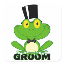 cute groom cartoon frog character sticker