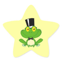 cute groom cartoon frog character star sticker