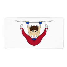 Cute Gymnast on Bar Sticker Label
