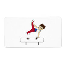 Cute Gymnast on Horse Sticker Label