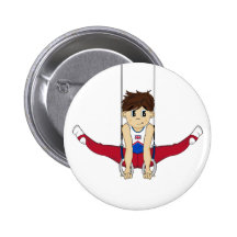 Cute Gymnast on Rings Badge Pinback Button