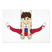 Cute Gymnast on Rings RSVP Card Custom Announcement