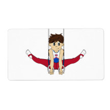 Cute Gymnast on Rings Sticker Label