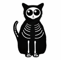 Cute Halloween Cartoon Cat Skeleton Photo Sculptures