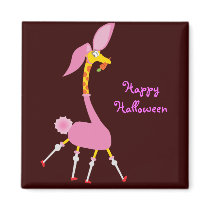 Cute Halloween Magnet with Giraffe in Bunny Suit