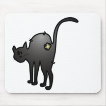 CUTE HALLOWEEN PATCHY CAT - BLACK KITTY MOUSEPAD