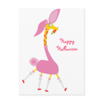 Cute Halloween Postcard with Giraffe in Bunny Suit