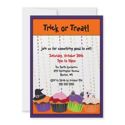 CUTE Halloween Scary Cupcake Invitation by limelightinvitations