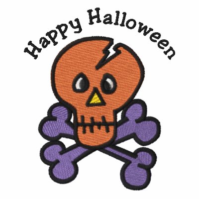 Cute Halloween Skull and Crossbones Embroidered by naturetees