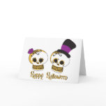 Cute Halloween Skull Couple Card