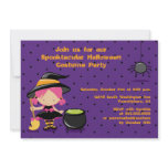 Cute Halloween witch costume party invitation