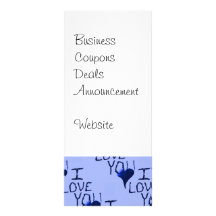 Cute Hand Drawn I Love You Heart Blue Pattern Full Color Rack Card