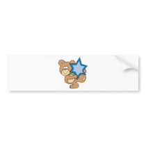 cute hanukkah teddy bear holding star of david bumper stickers