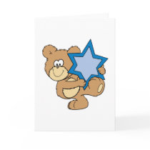cute hanukkah teddy bear holding star of david card