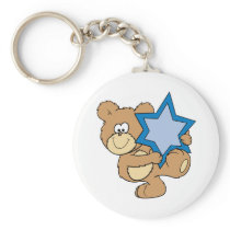cute hanukkah teddy bear holding star of david keychains